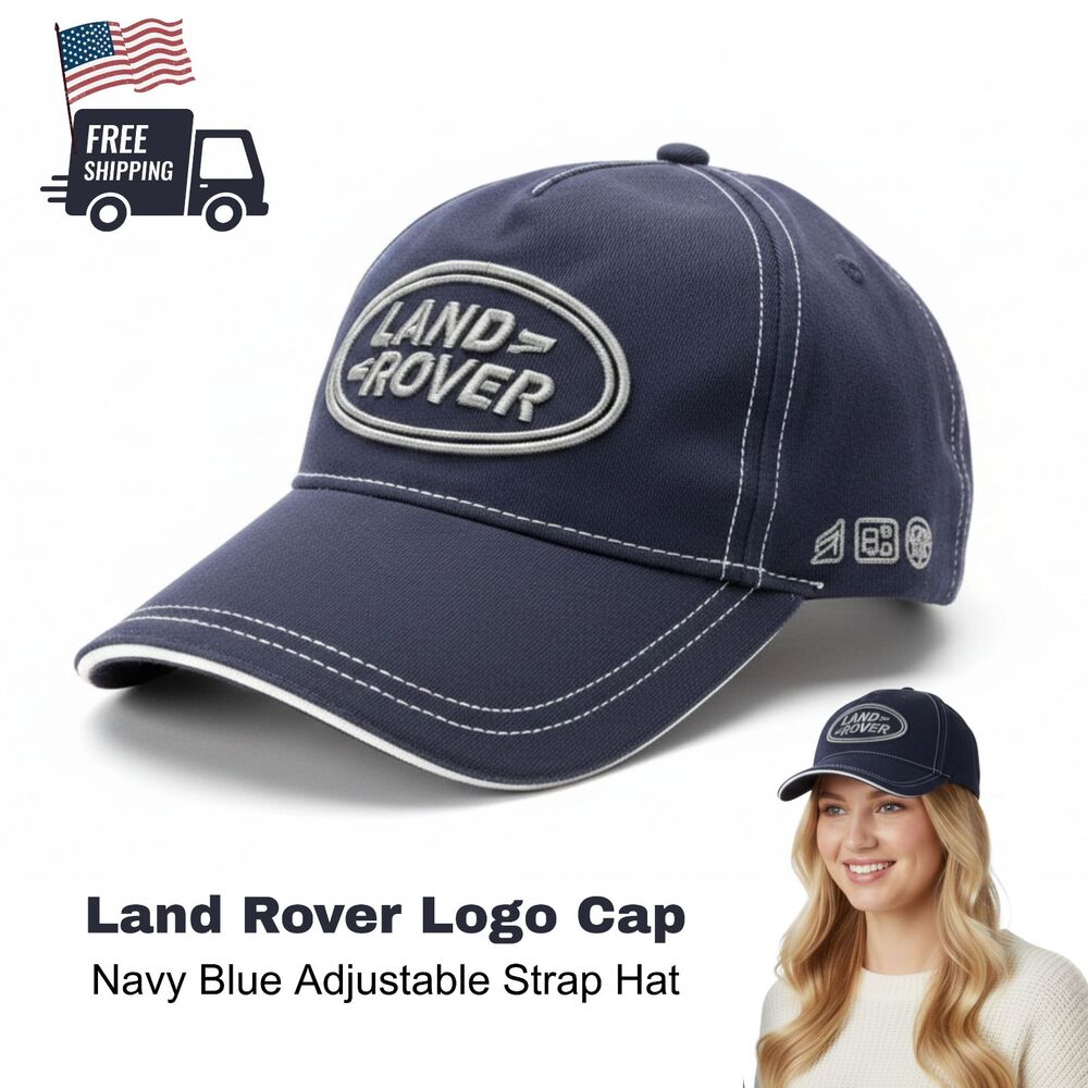 Land Rover Logo Cap Navy Blue Adjustable Strap Hat Embroidered Off Road Mens